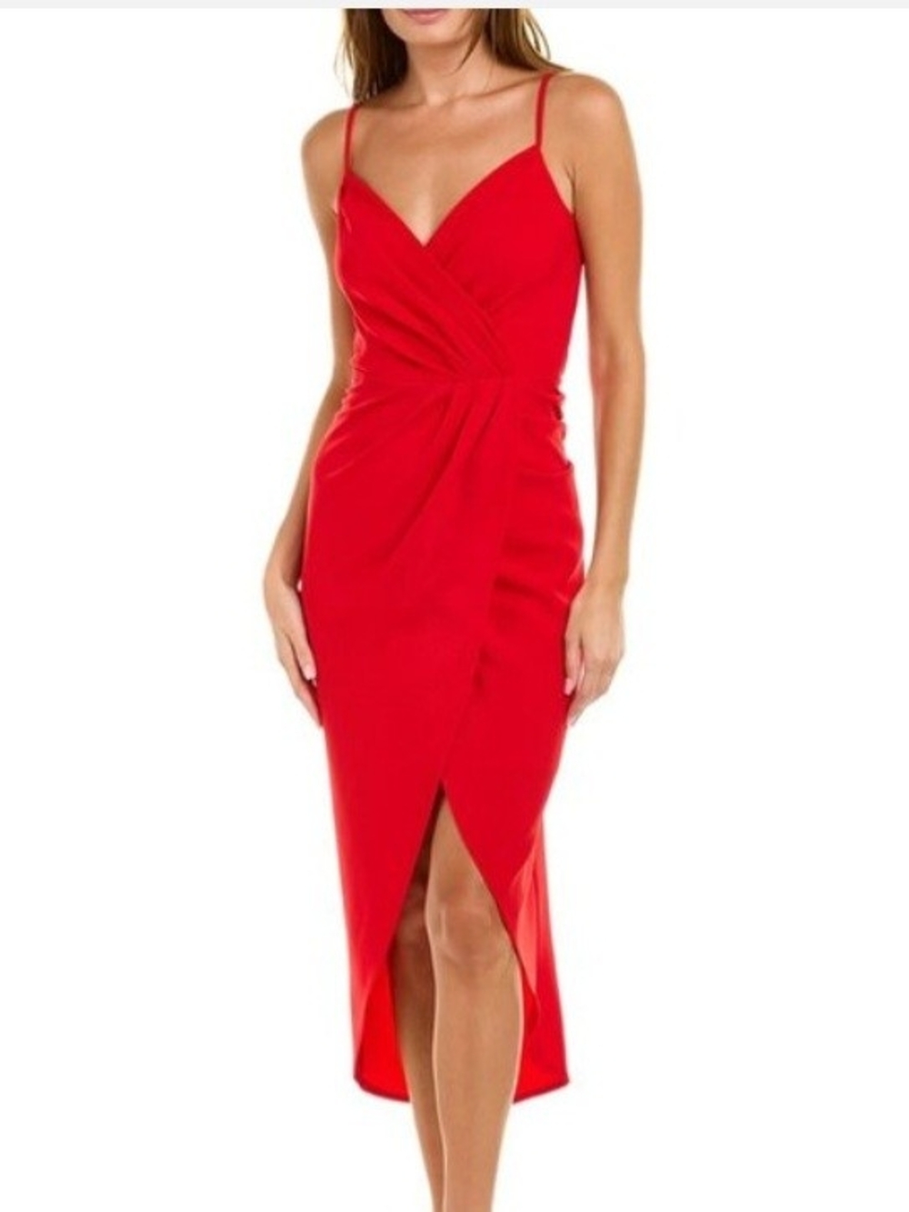 julia jordan Red Midi Slip Dress with Adjustable Straps